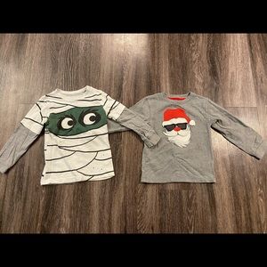 Set of two holiday shirts, size 3T. Halloween and Christmas.